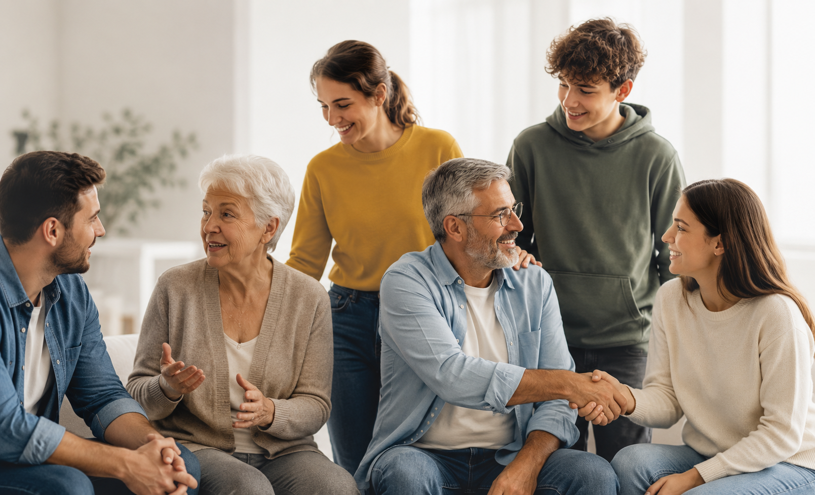 People of different generations together in a friendly atmosphere